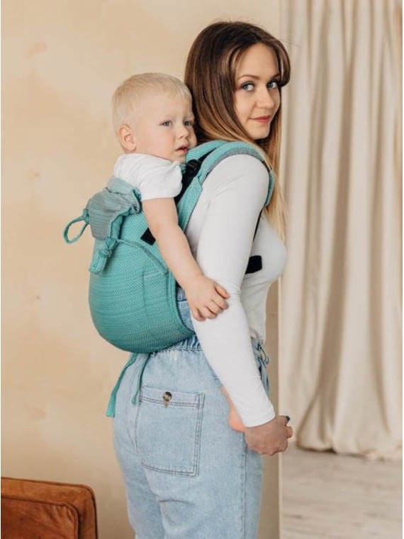 Lenny Buckle Onbuhimo, Toddler, herringbone, (100% kokvilna) - LITTLE HERRINGBONE OMBRE GREEN