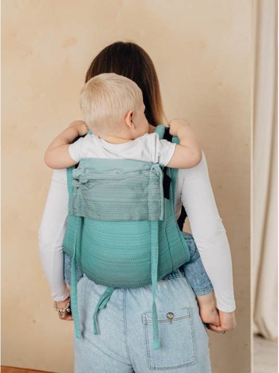 Lenny Buckle Onbuhimo, Toddler, herringbone, (100% kokvilna) - LITTLE HERRINGBONE OMBRE GREEN