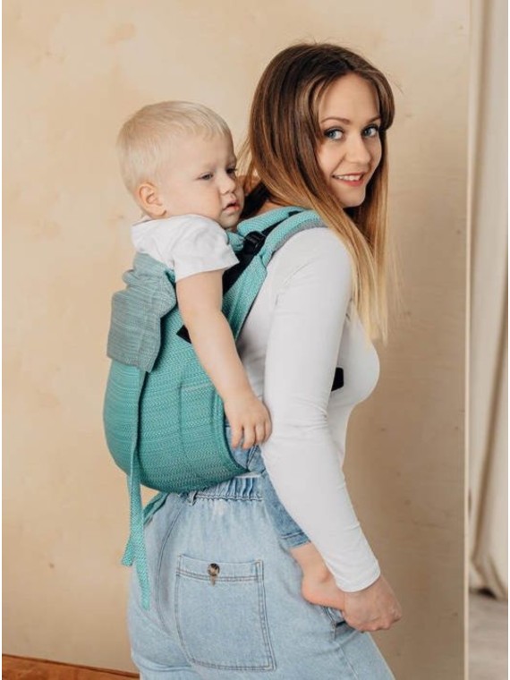 Lenny Buckle Onbuhimo, Toddler, herringbone, (100% kokvilna) - LITTLE HERRINGBONE OMBRE GREEN