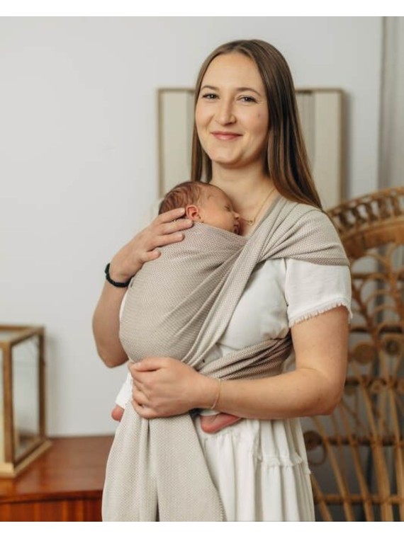 Baby Wrap, mazuļiem ar mazu dzimšanas svaru, herringbone, 100% kokvilna - ALMOND