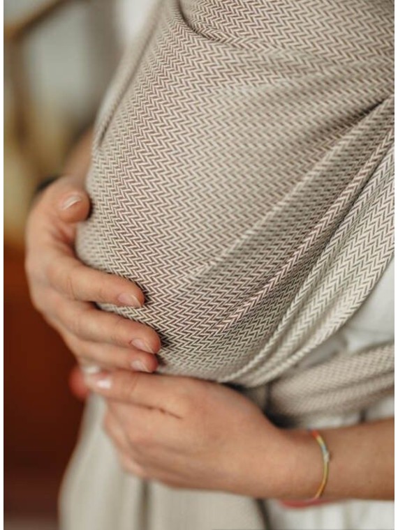 Baby Wrap, mazuļiem ar mazu dzimšanas svaru, herringbone, 100% kokvilna - ALMOND