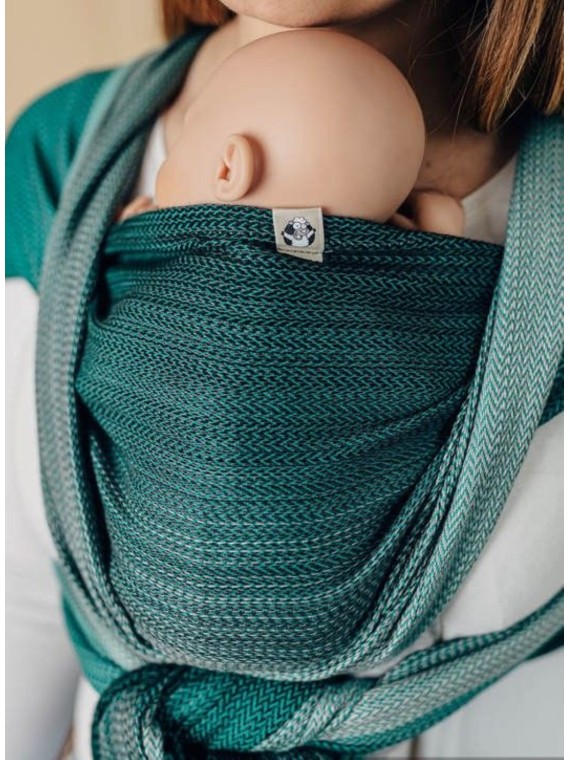 Baby Wrap, mazuļiem ar mazu dzimšanas svaru, Herringbone Weave, 100% kokvilna - LITTLE HERRINGBONE OMBRE GREEN