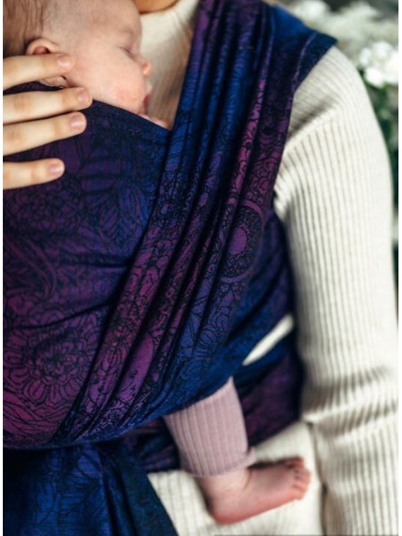 Baby Wrap, jacquard, (100% kokvilna) - WILD WINE - BOUQUET