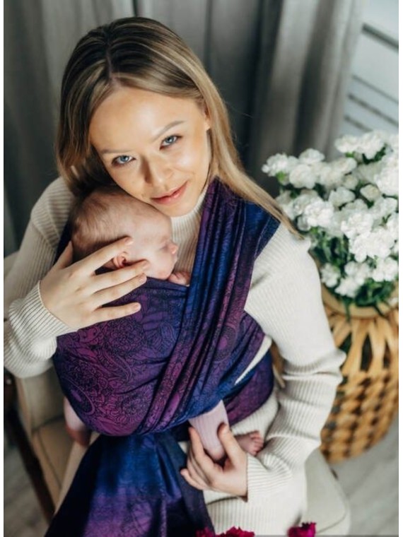 Baby Wrap, jacquard, (100% kokvilna) - WILD WINE - BOUQUET