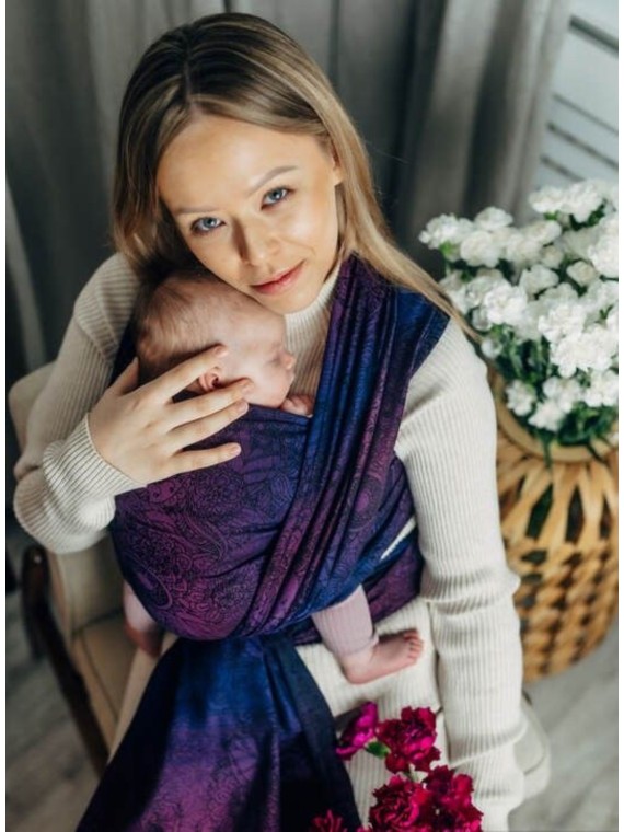 Baby Wrap, jacquard, (100% kokvilna) - WILD WINE - BOUQUET