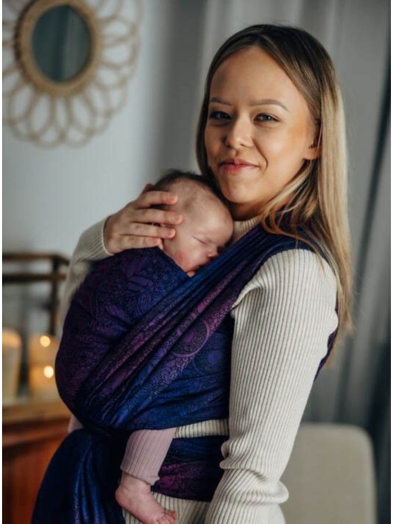 Baby Wrap, jacquard, (100% kokvilna) - WILD WINE - BOUQUET