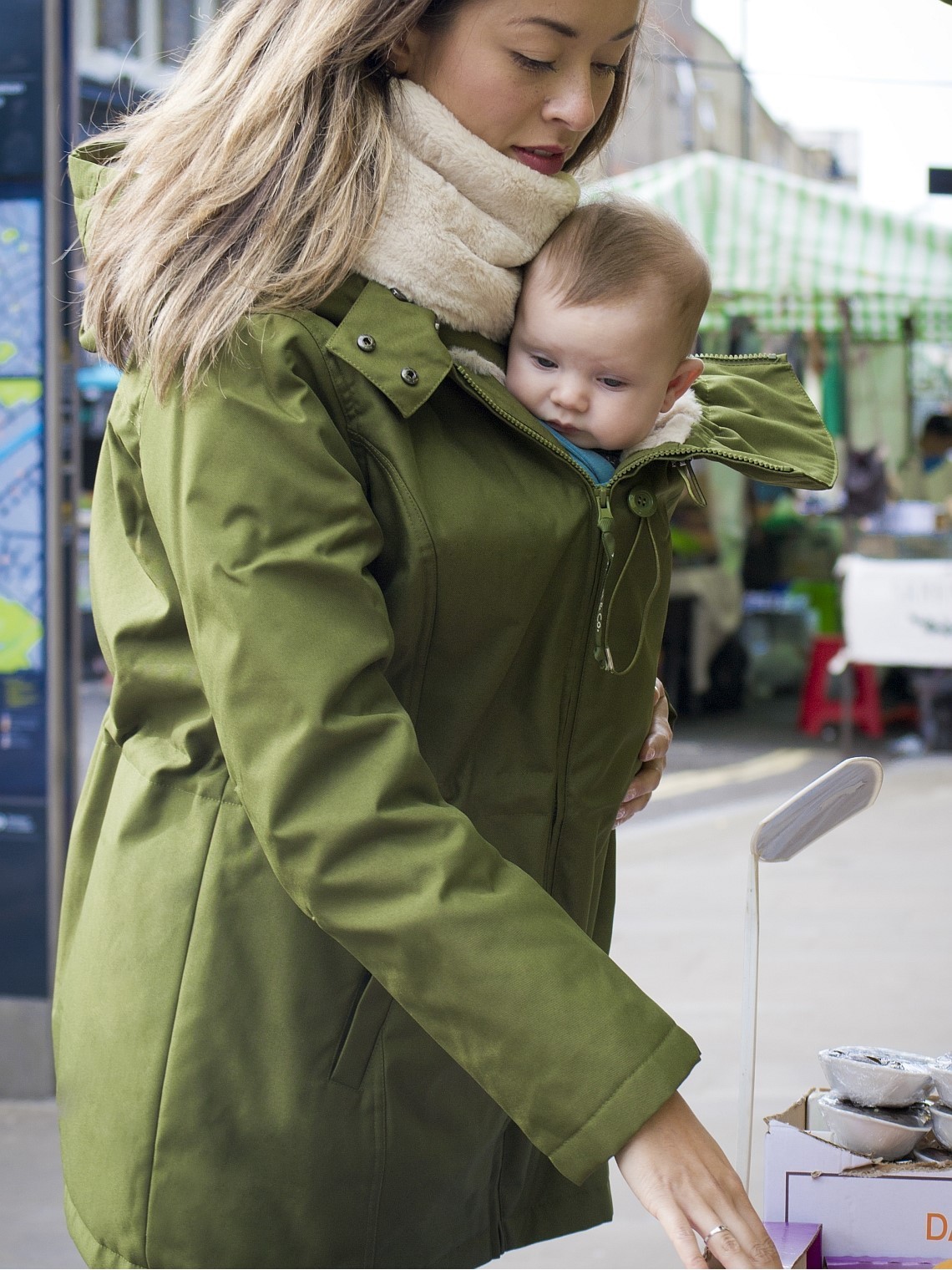 WALLABY (winter), Forest Green - Beige